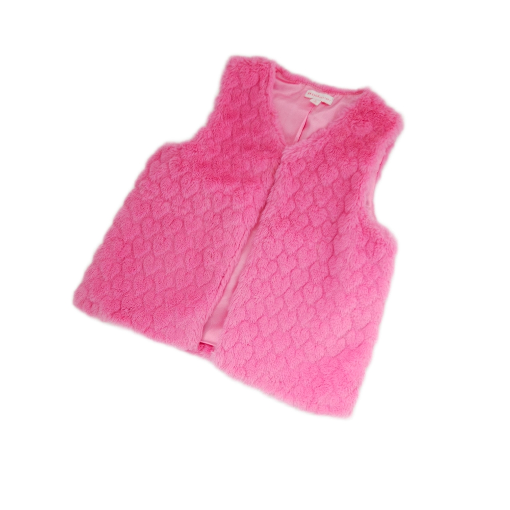 Design History Pink Faux Fur Heart Vest Size 6